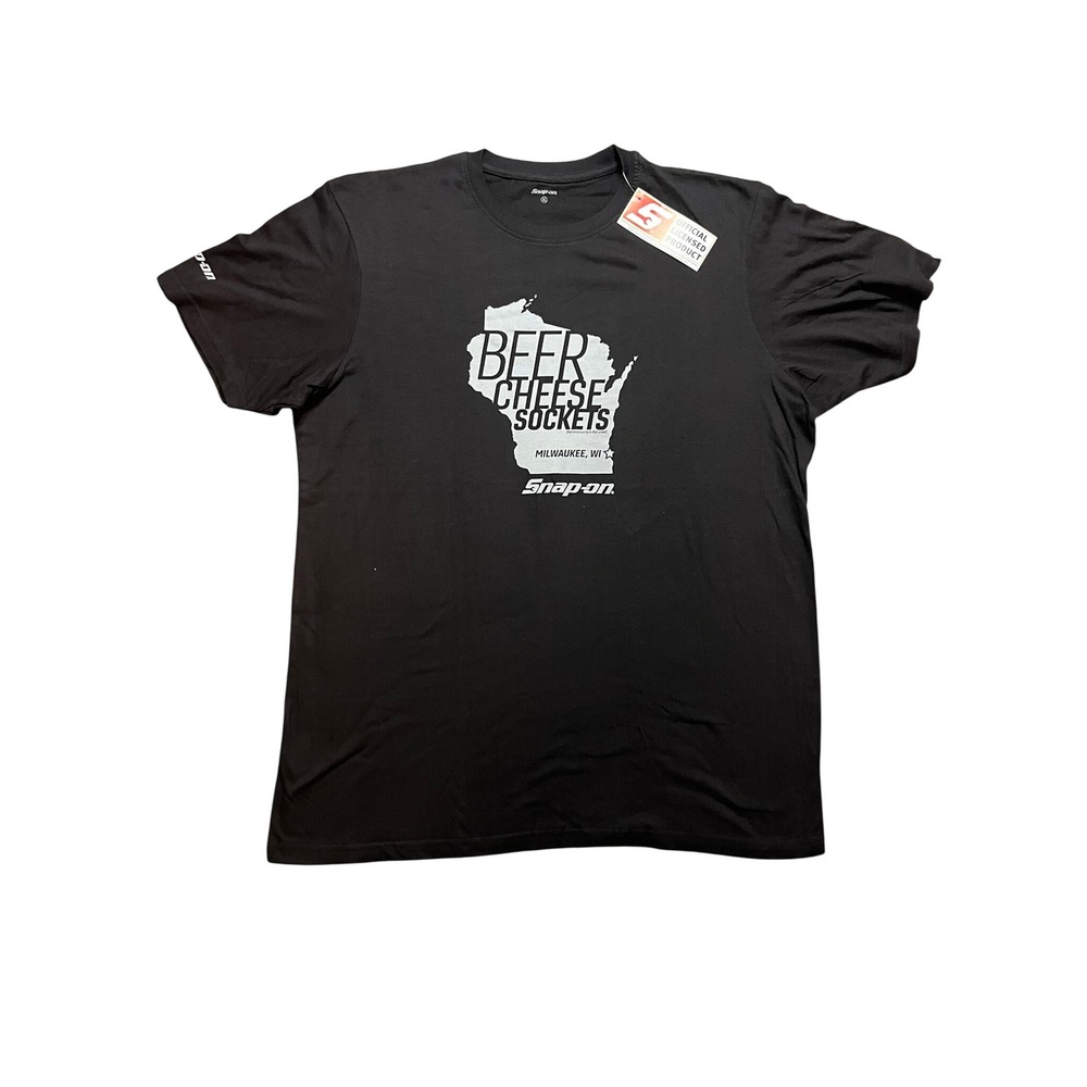 Snap-on Tools Wisconsin Beer Cheese Sockets T-Shirt Black XL NWT Mechanic Work